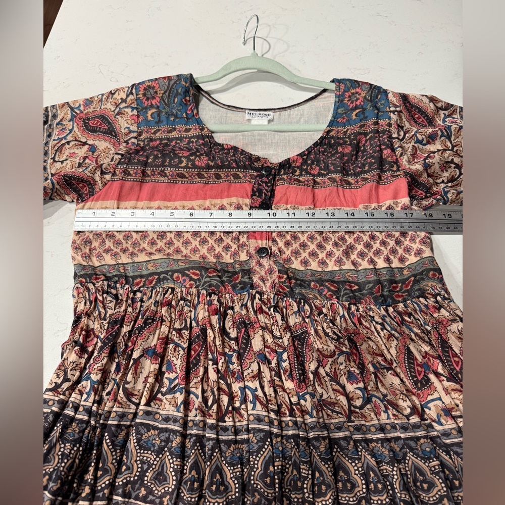 Melrose Boho Patchwork Bohemian Midi Dress - Picture 5 of 8
